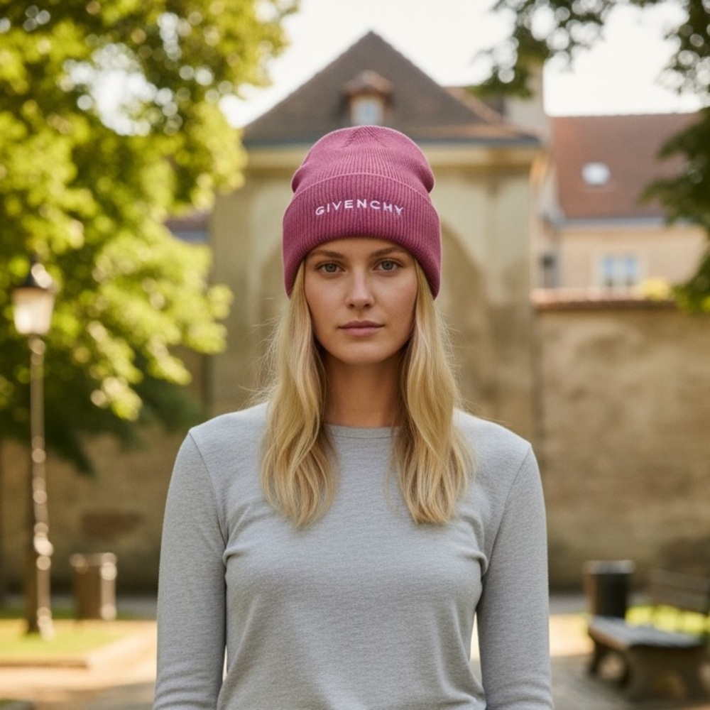 Givenchy Logo Ribbed Wool Beanie – 
Rose Knit Hat
